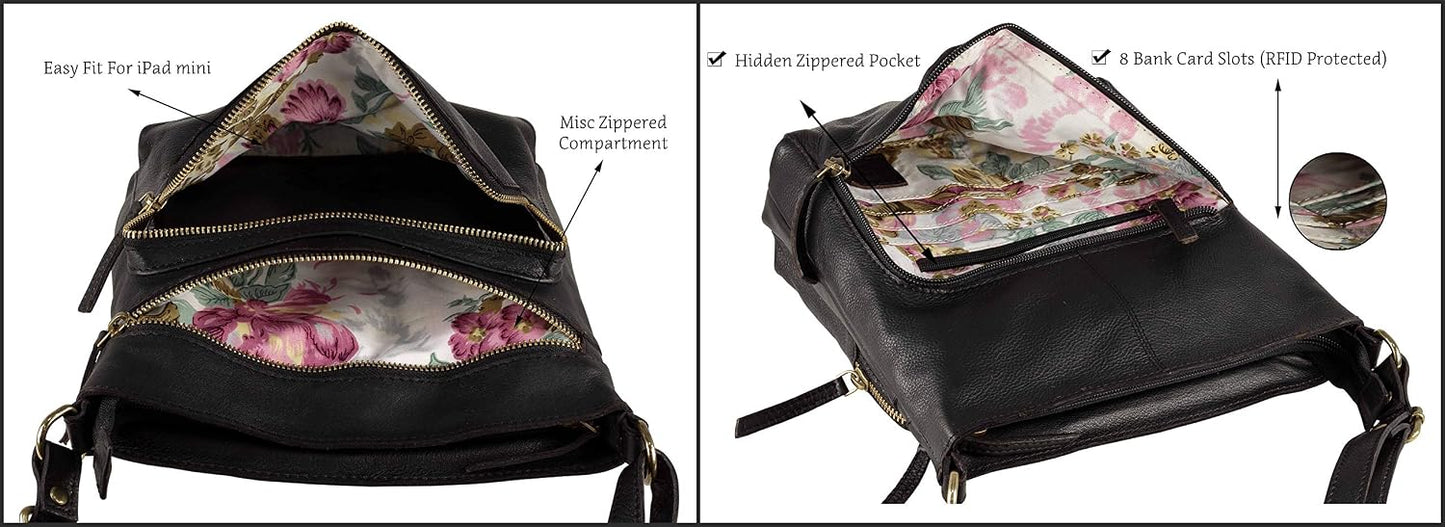 Mou Meraki Bolso cruzado de cuero genuino y bolsos - Bolso cruzado...