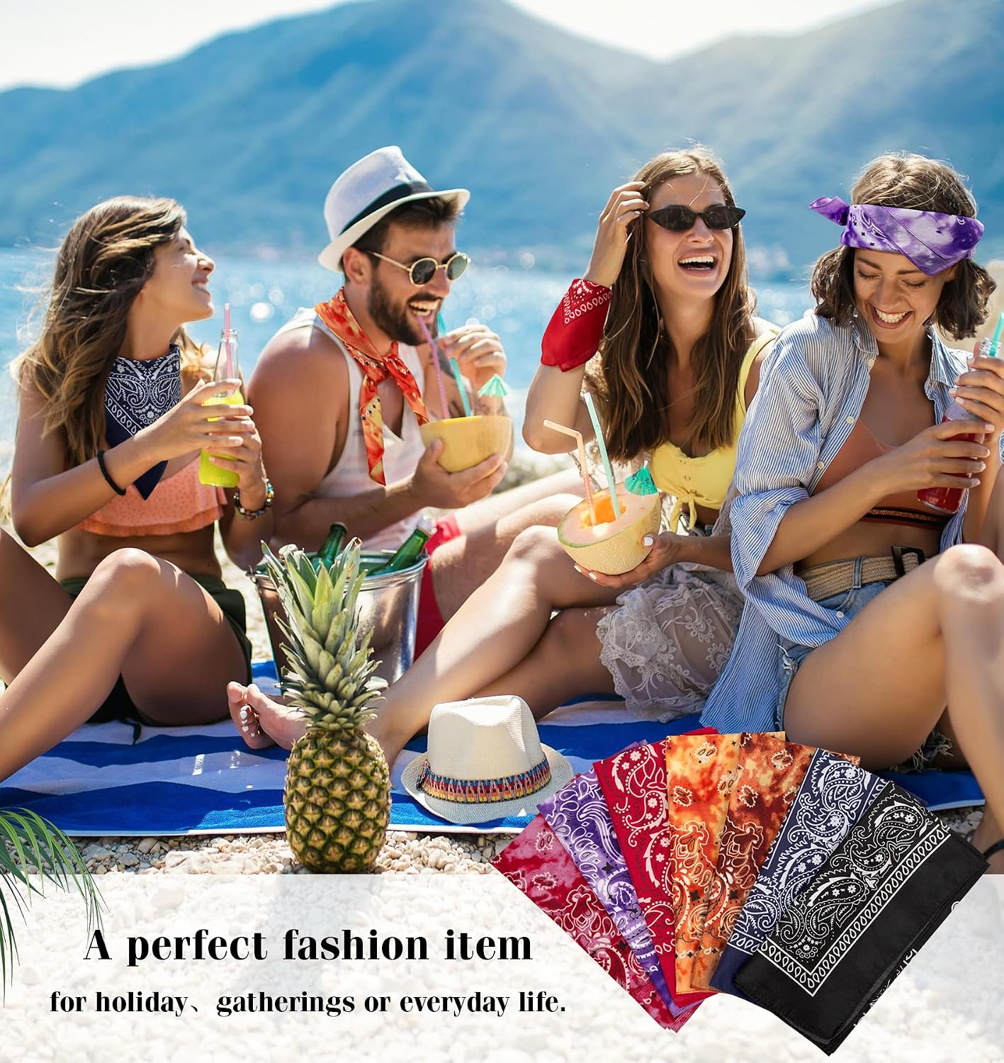 YSense 14 piezas Bandanas con estampado de cachemira, diademas nove...