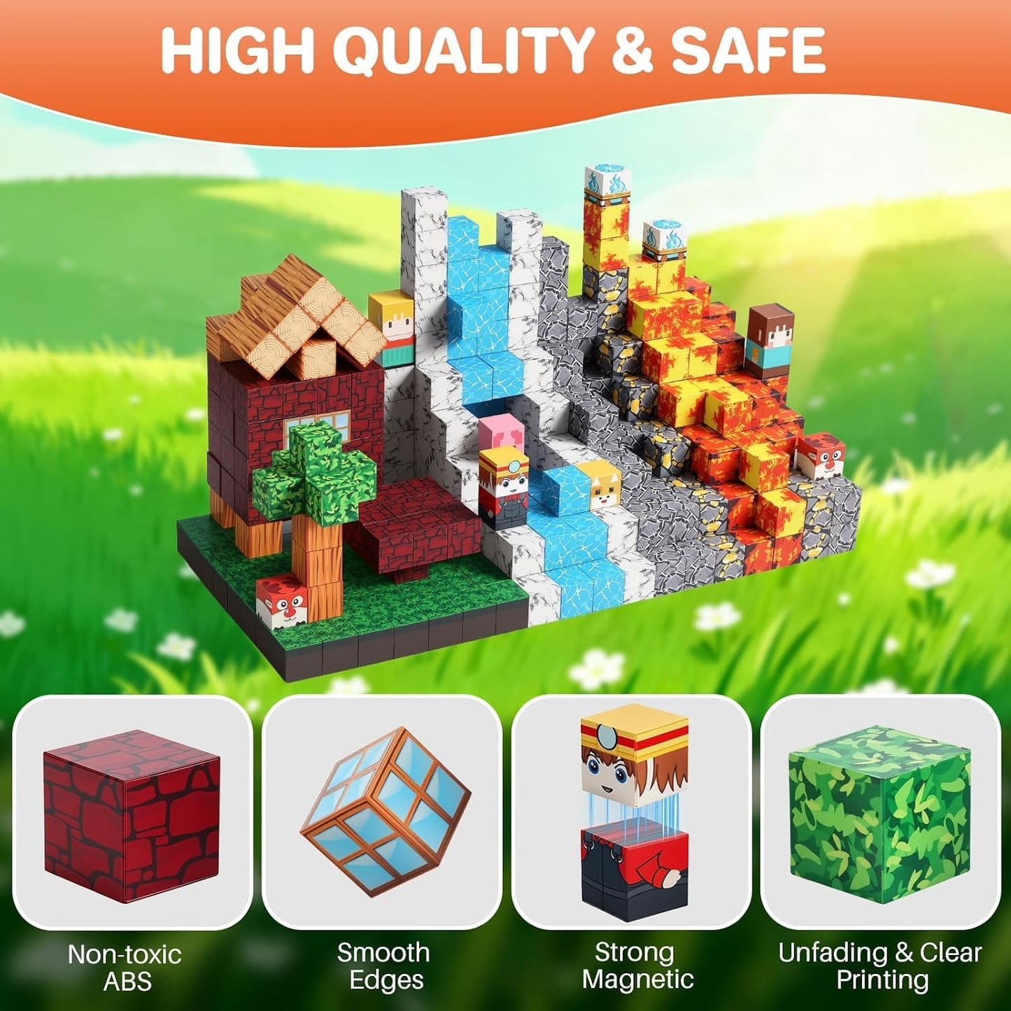 FUNYKICH 470 bloques magnéticos para niños, juego de cubo de constr...
