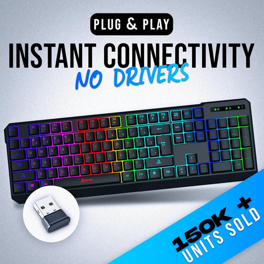 KLIM Chroma - Teclado inalámbrico para juegos con retroiluminación...