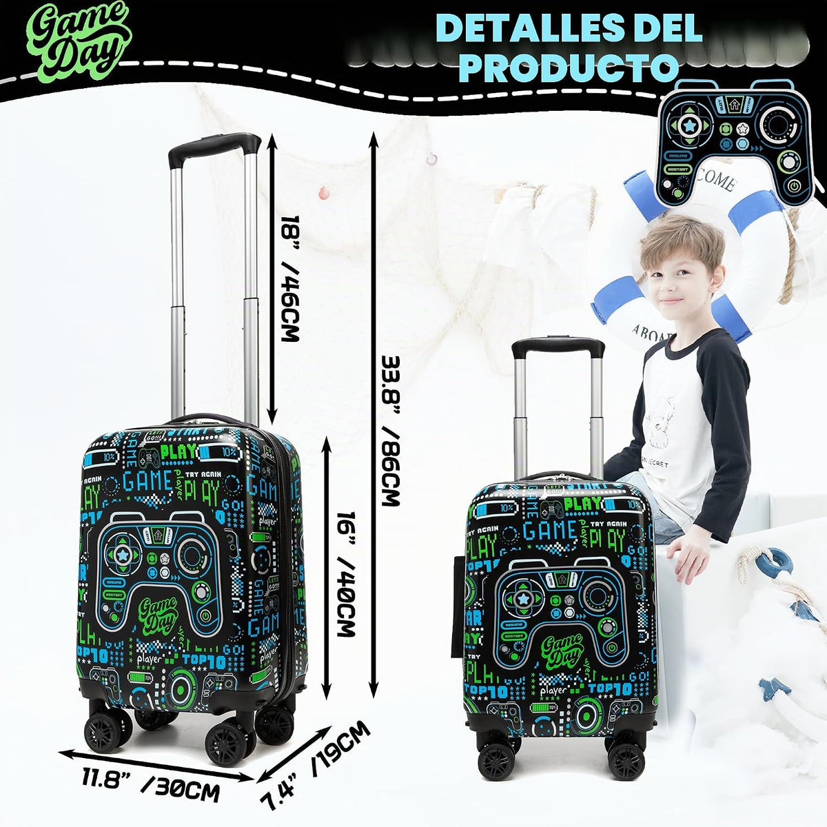 Homskiii Juego de maletas para niños, 5 piezas, equipaje rígido de...
