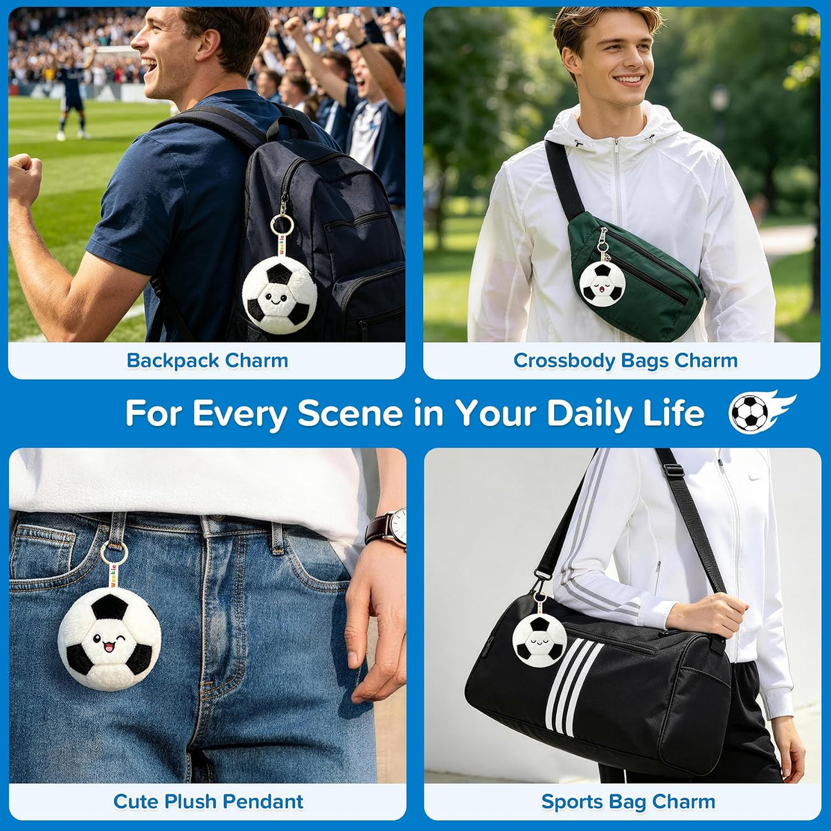 Ausener Weekie Wonders - Dije emocional para bolsa de fútbol, felpa...