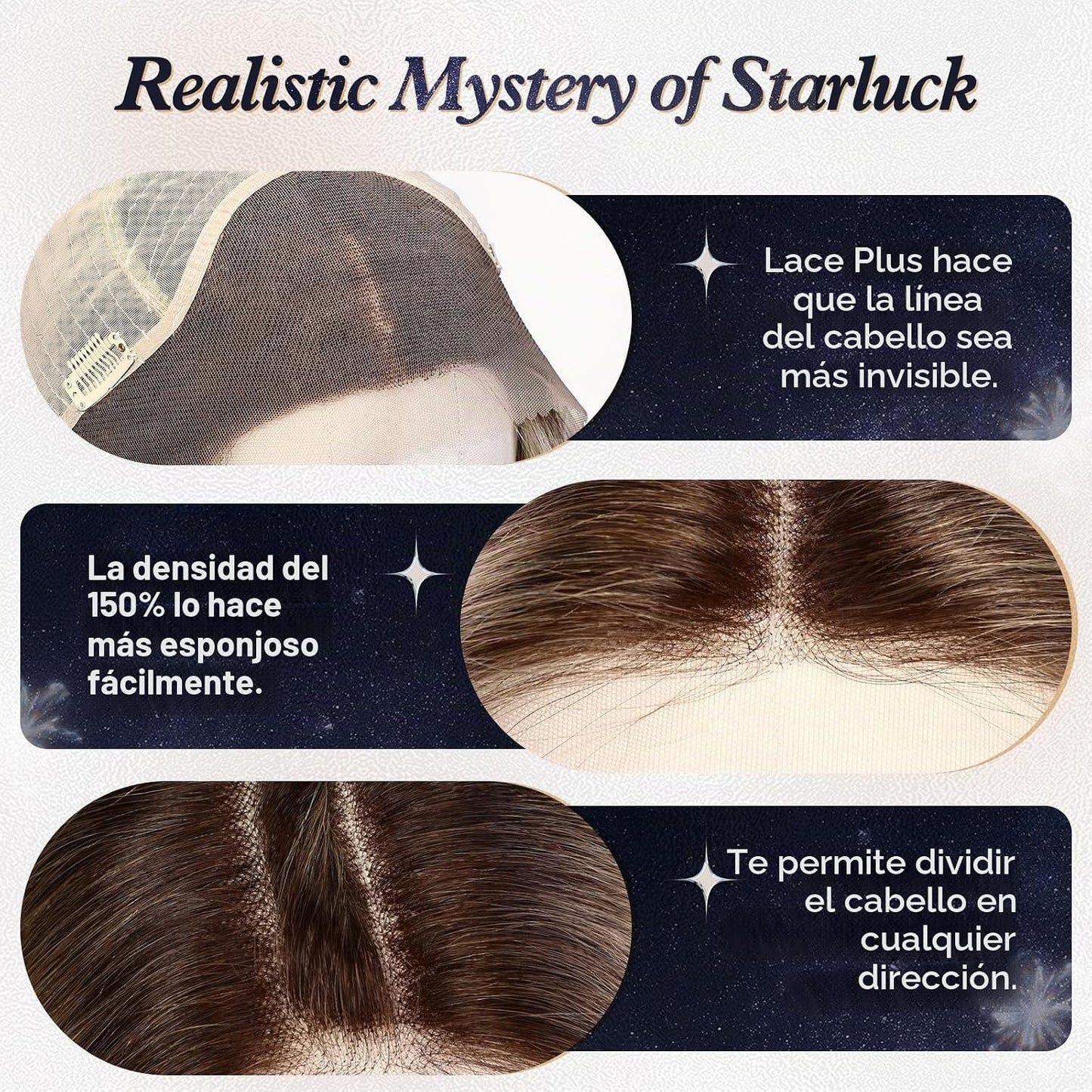 starluck Pelucas de pelo humano con encaje frontal para mujer, pelu...