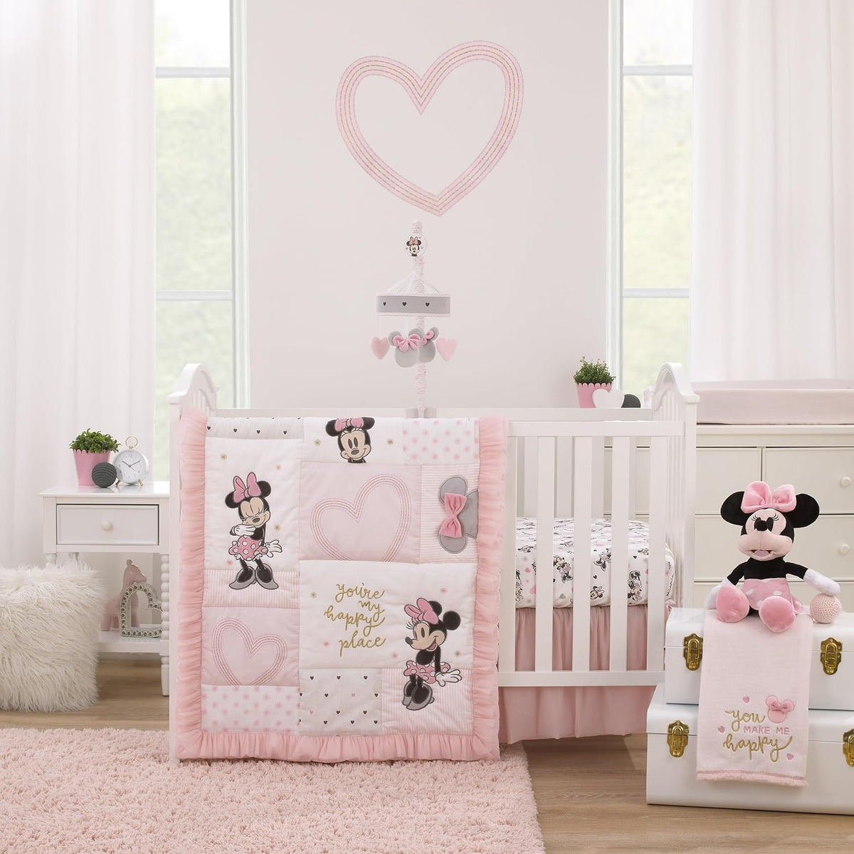 Disney Minnie Mouse Mi lugar feliz rosal Manta súper suave con apli...