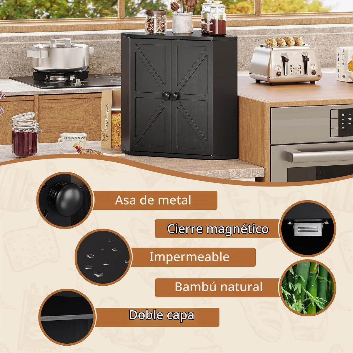 Trironsun Panera de esquina para encimera de cocina, contenedor de...