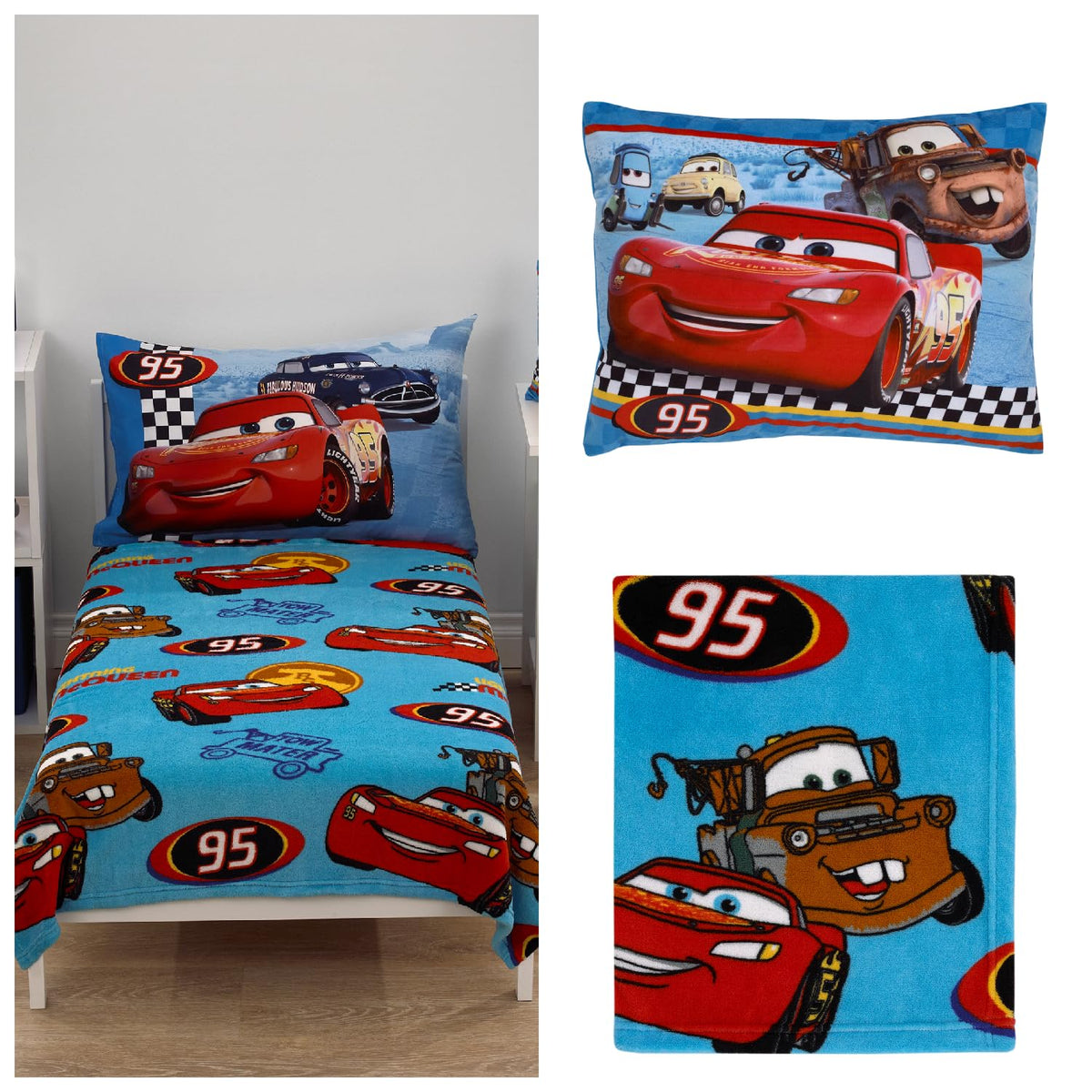 Disney Cars Lightning McQueen &amp; Tow-Mater - Juego de almohada y...