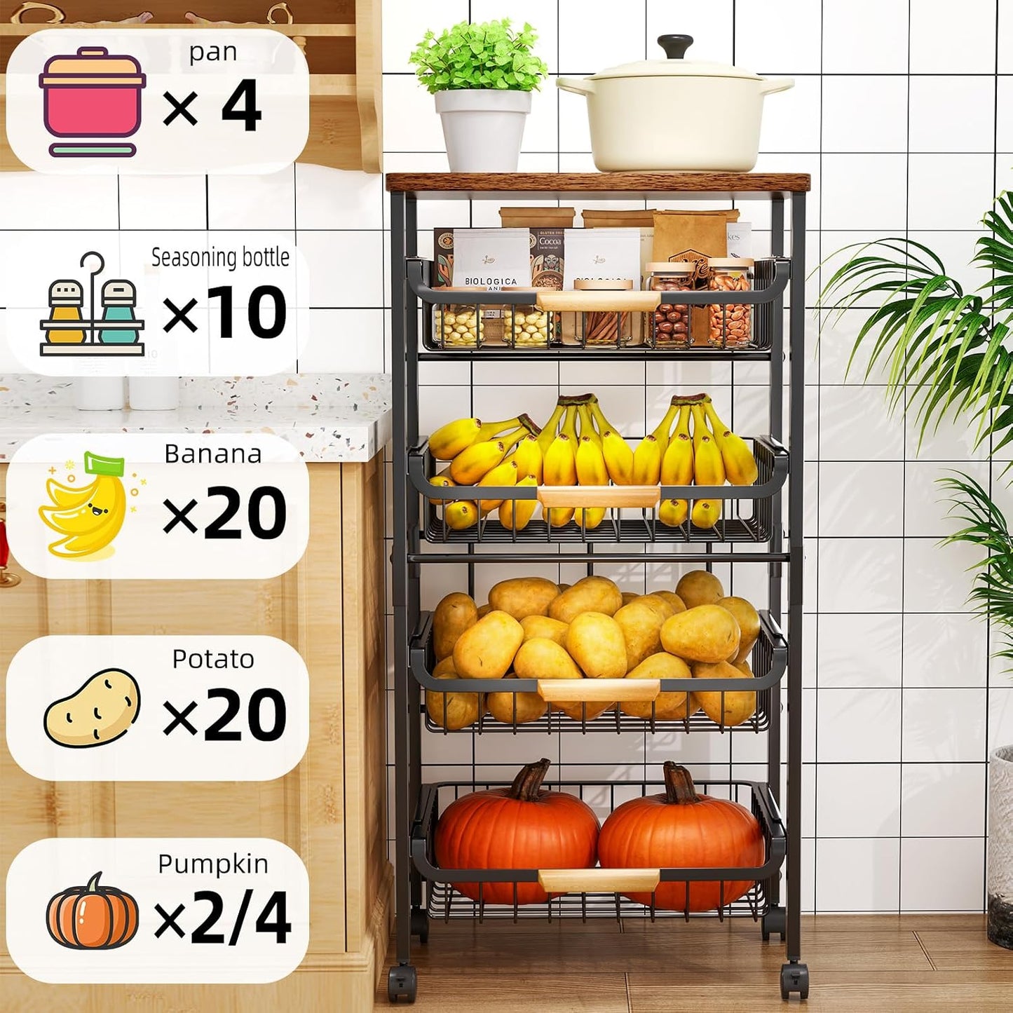 Storico Carrito de almacenamiento de cocina con ruedas de 5 niveles...