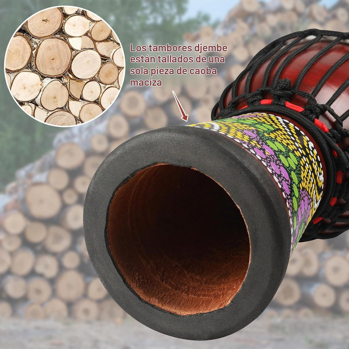 GOGHOST Mini tambor de madera Djembe tambores africanos 4.5 '&#...