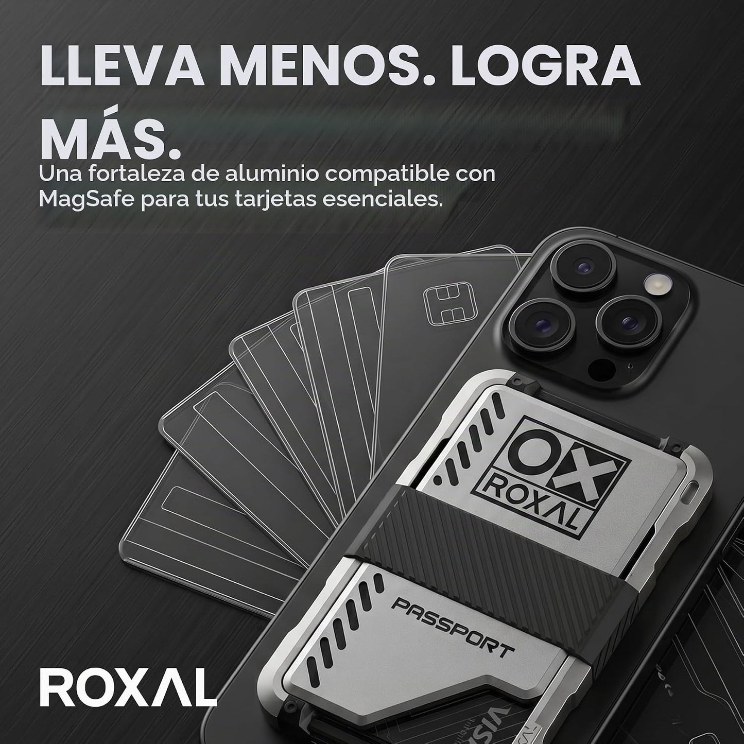 Roxal Cartera para tarjetas compatible con Passport Magsafe, Platea...