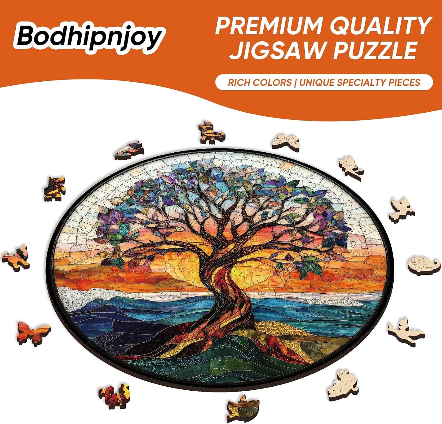 Bodhipnjoy Rompecabezas de madera de árbol de la vida, rompecabezas...