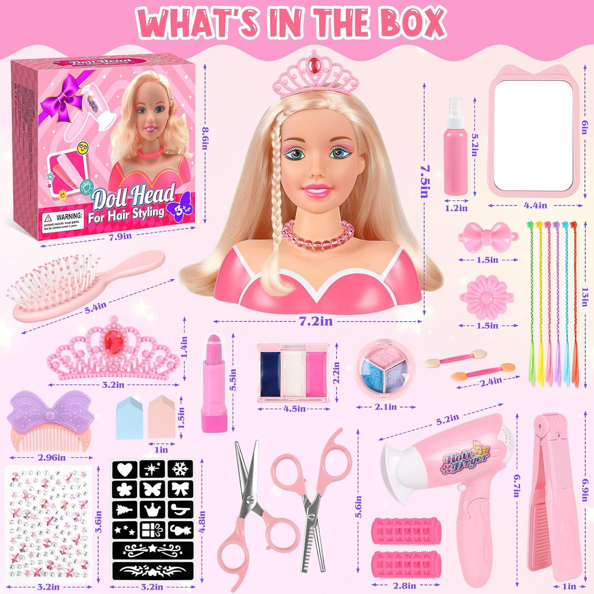 KUBUSFLY 44 piezas de juguetes de peinado para muñecas para niñas,...