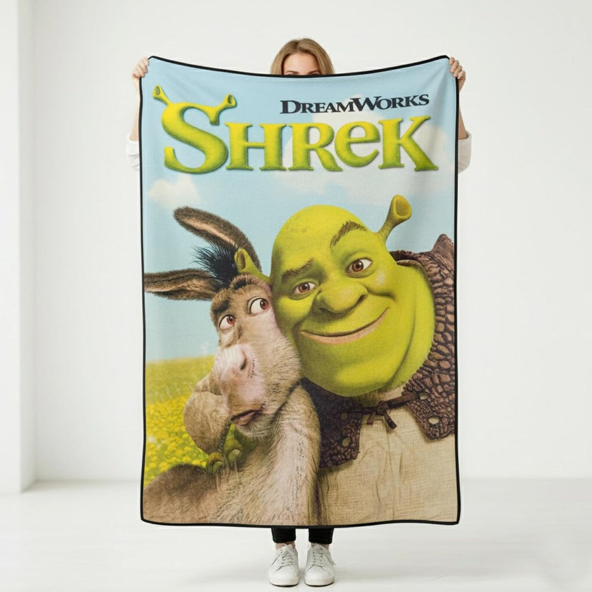 Silver Buffalo Shrek Donkey and Shrek Hugging - Manta de forro pola...