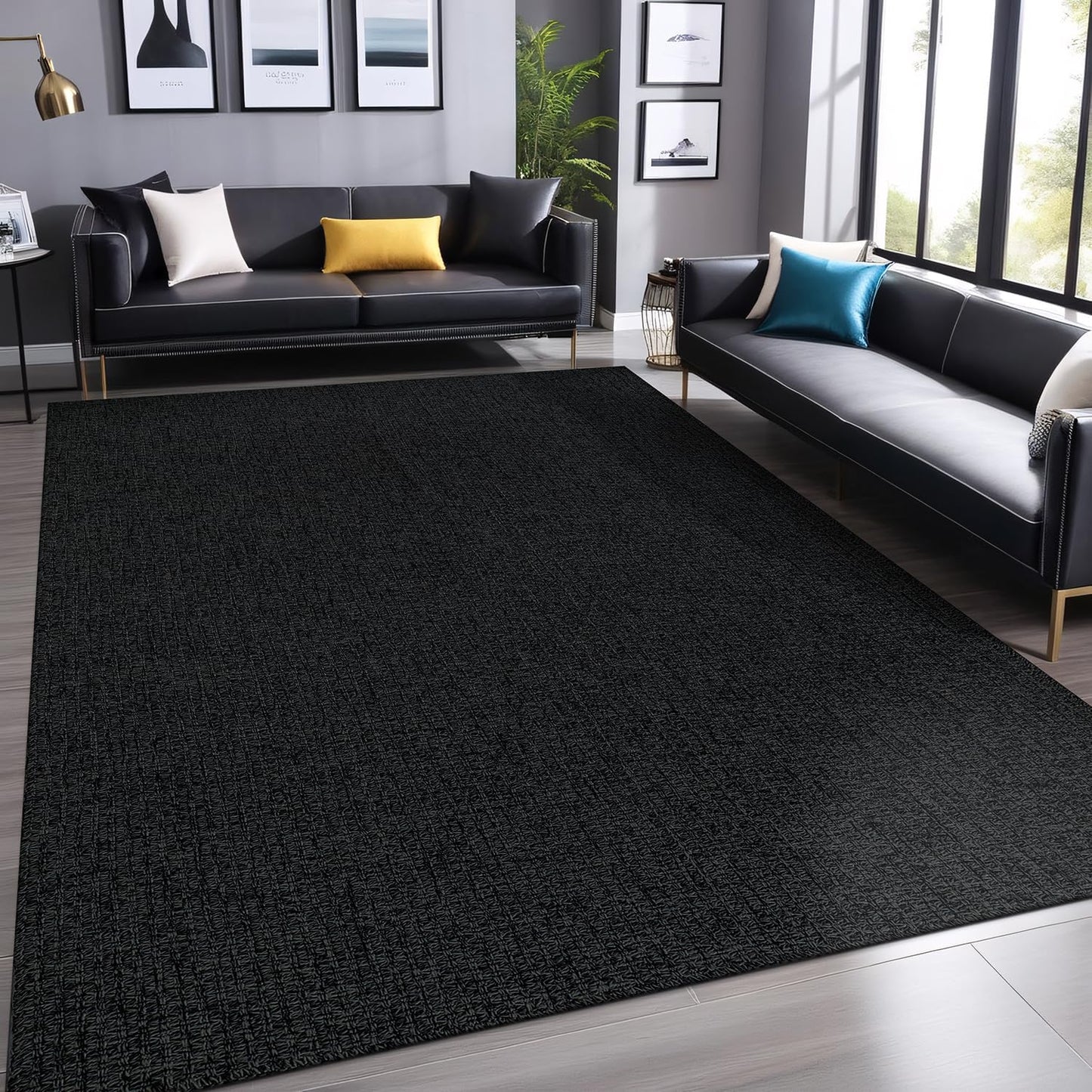Luul Home Easy Yute Rugs - Alfombra de 8 x 10 pies, color gris oscu...