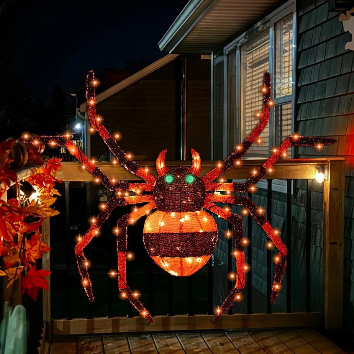 1 unidad: araña gigante de 4.6 pies, decoración de Halloween para e...