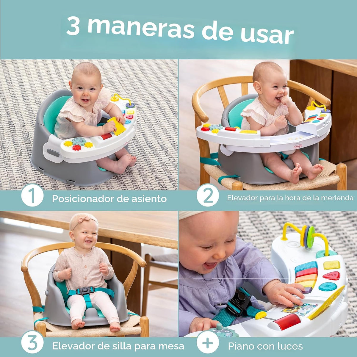 Infantino Asiento y elevador de descubrimiento 3 en 1, con música y...