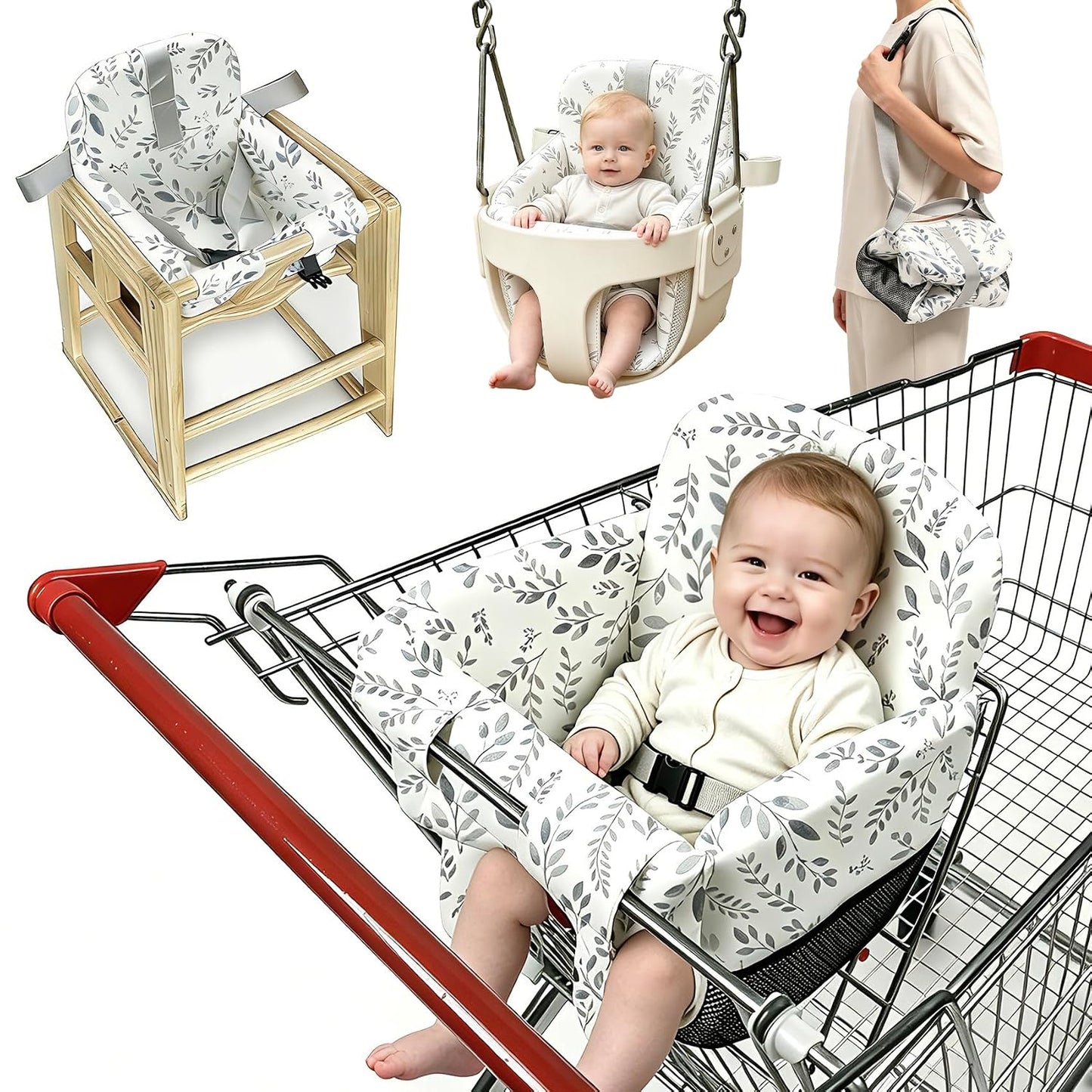 Funda de asiento de carrito de compras para bebé niña y niño, funda...