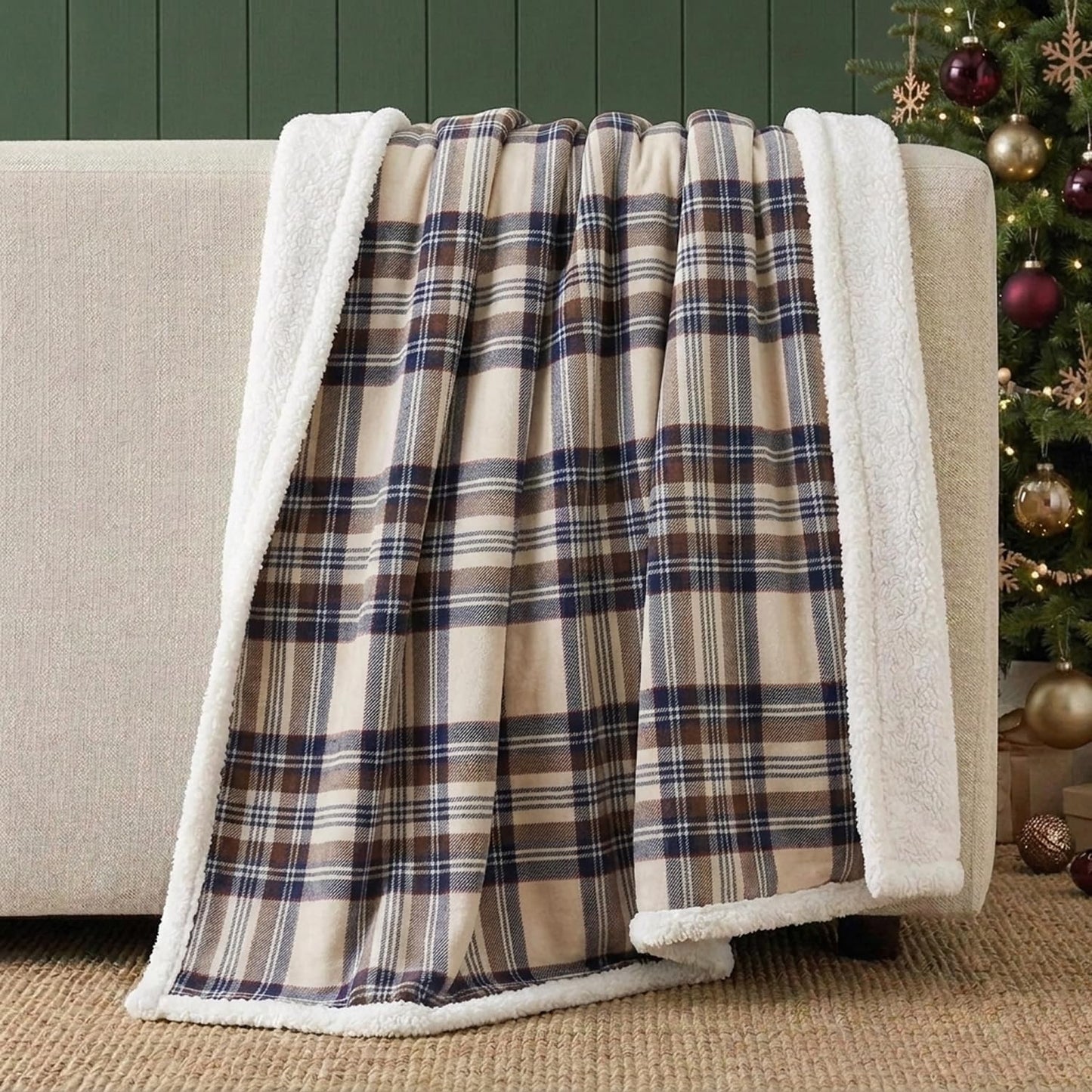 Eddie Bauer - Manta decorativa de franela de algodón para hogar, ro...