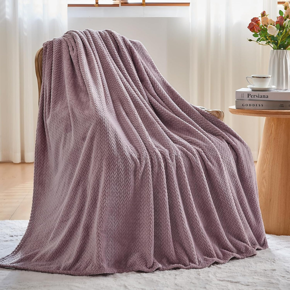 NEWCOSPLAY Manta de Tiro Súper Suave Morado Claro Franela Sedosa Pr...