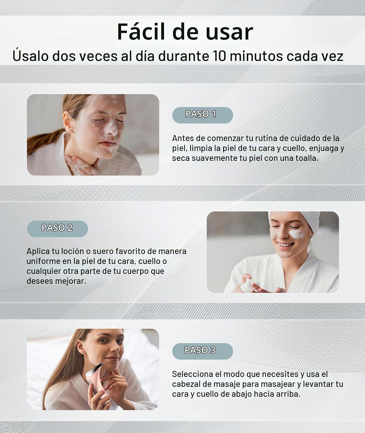 Dopsikn Masajeador facial de terapia de luz de 7 colores con vibrac...