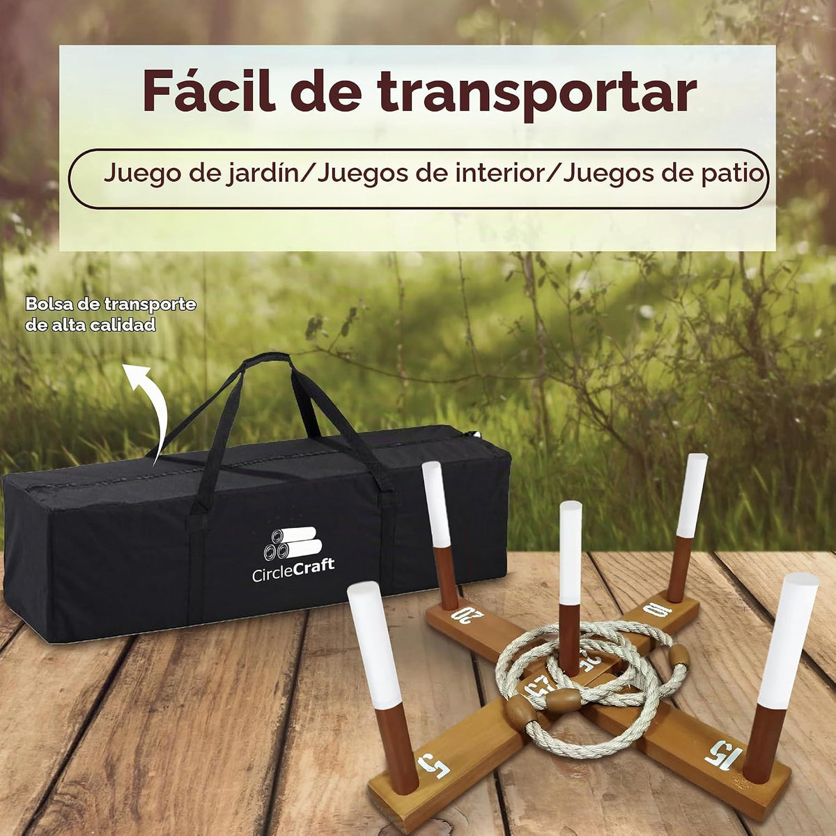 Juego de lanzamiento de anillos CircleCraft, incl. 6 anillos de cue...