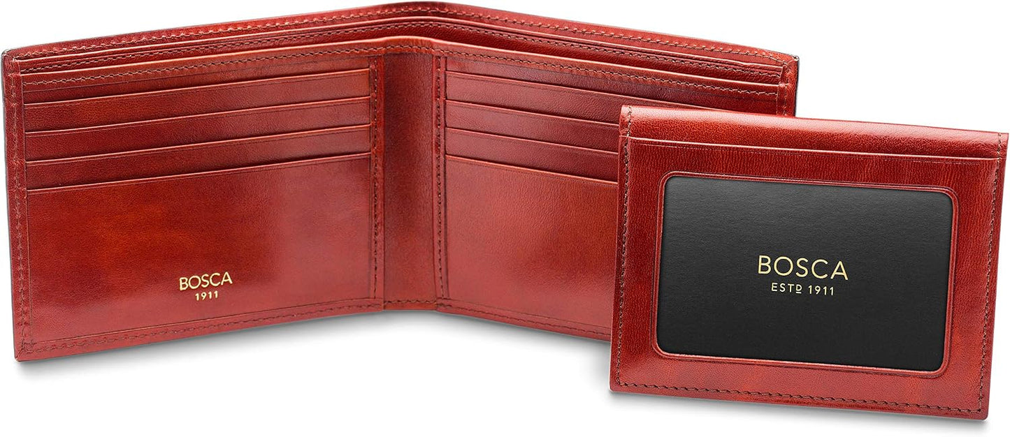Bosca Billetera de cuero italiano de crédito para hombre con tarjet...