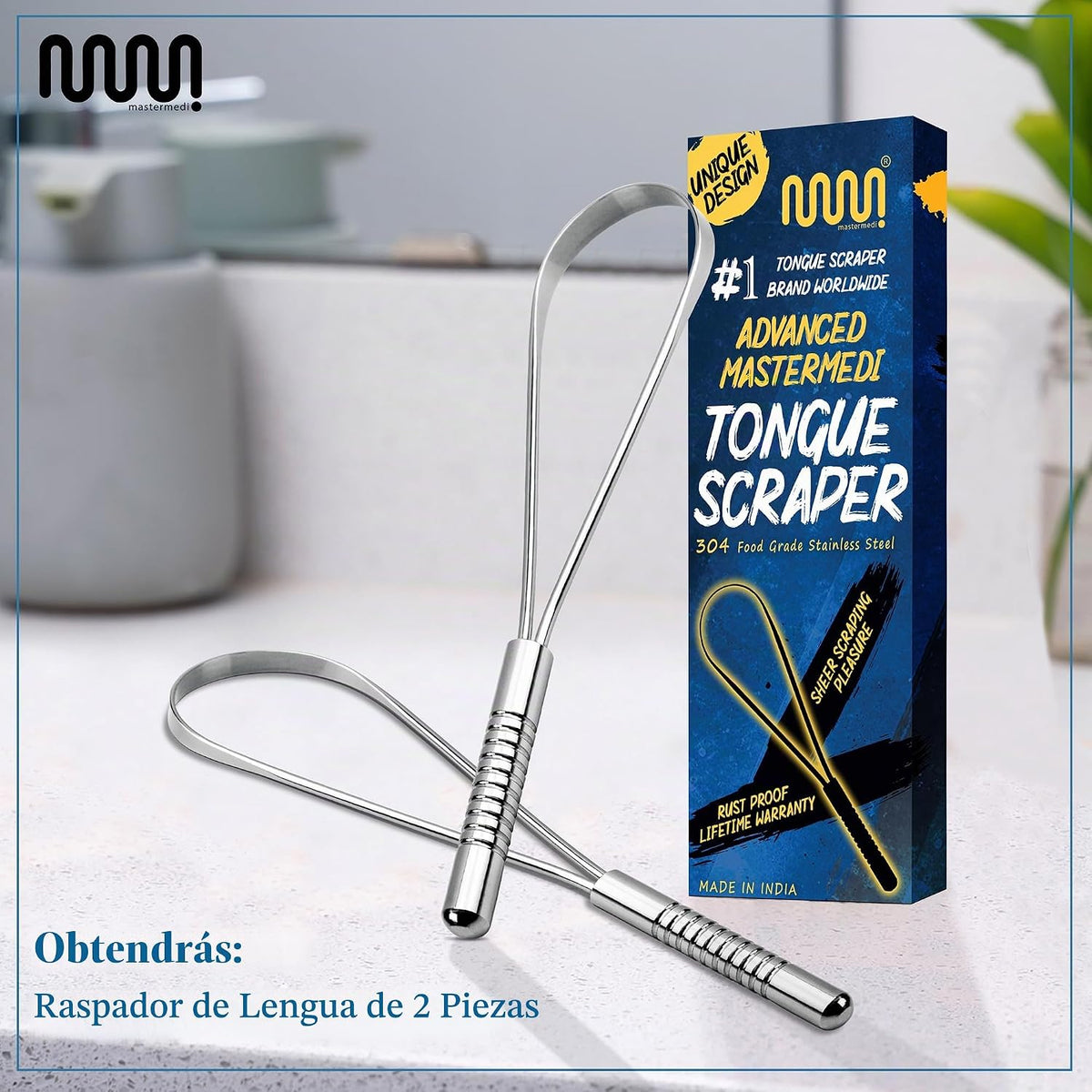 MasterMedi Raspador de Lengua para Adultos, Raspador de Lengua de A...