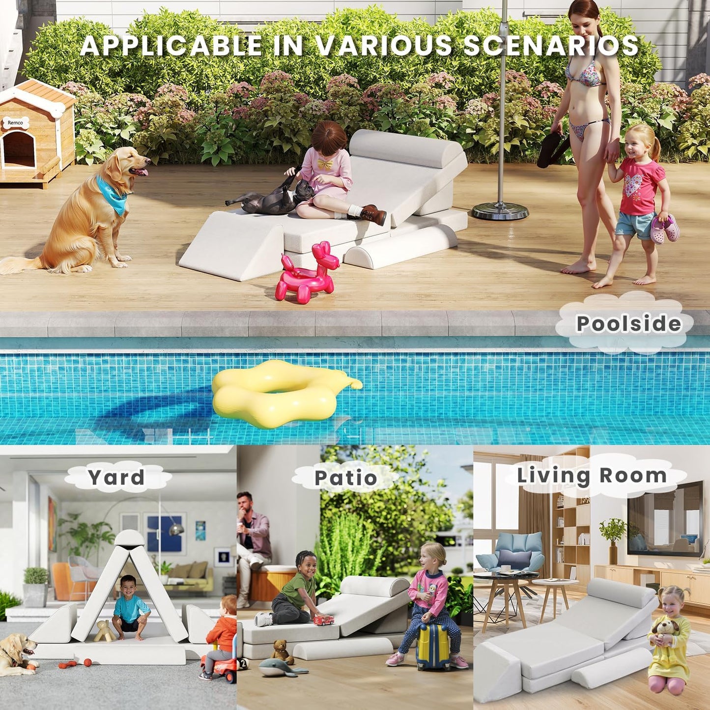 Jela Sofá para Niños, Sofá Modular para Niños Resistente al Agua pa...