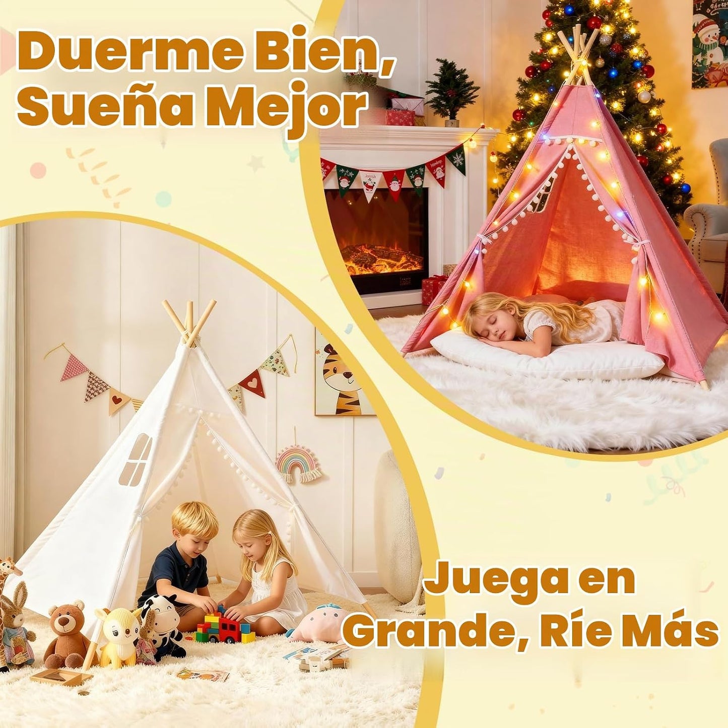 Paquete de 4 carpas tipi para niños para fiestas de pijamas, casa d...