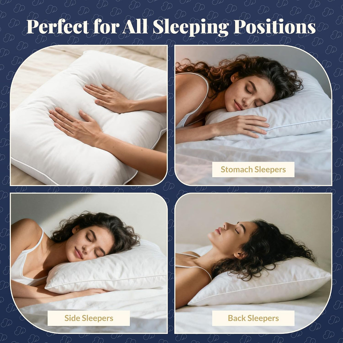 Paquete de 1 almohada de plumón de ganso blanco natural, tamaño est...