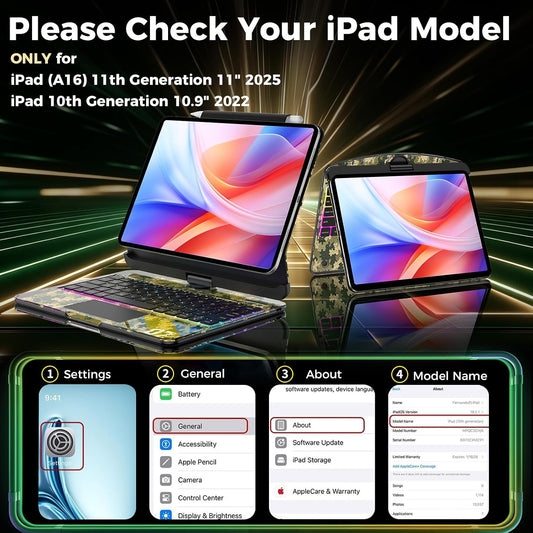 BLOSOMEET Funda magnética con teclado para iPad A16 de 11\/10ª gene...
