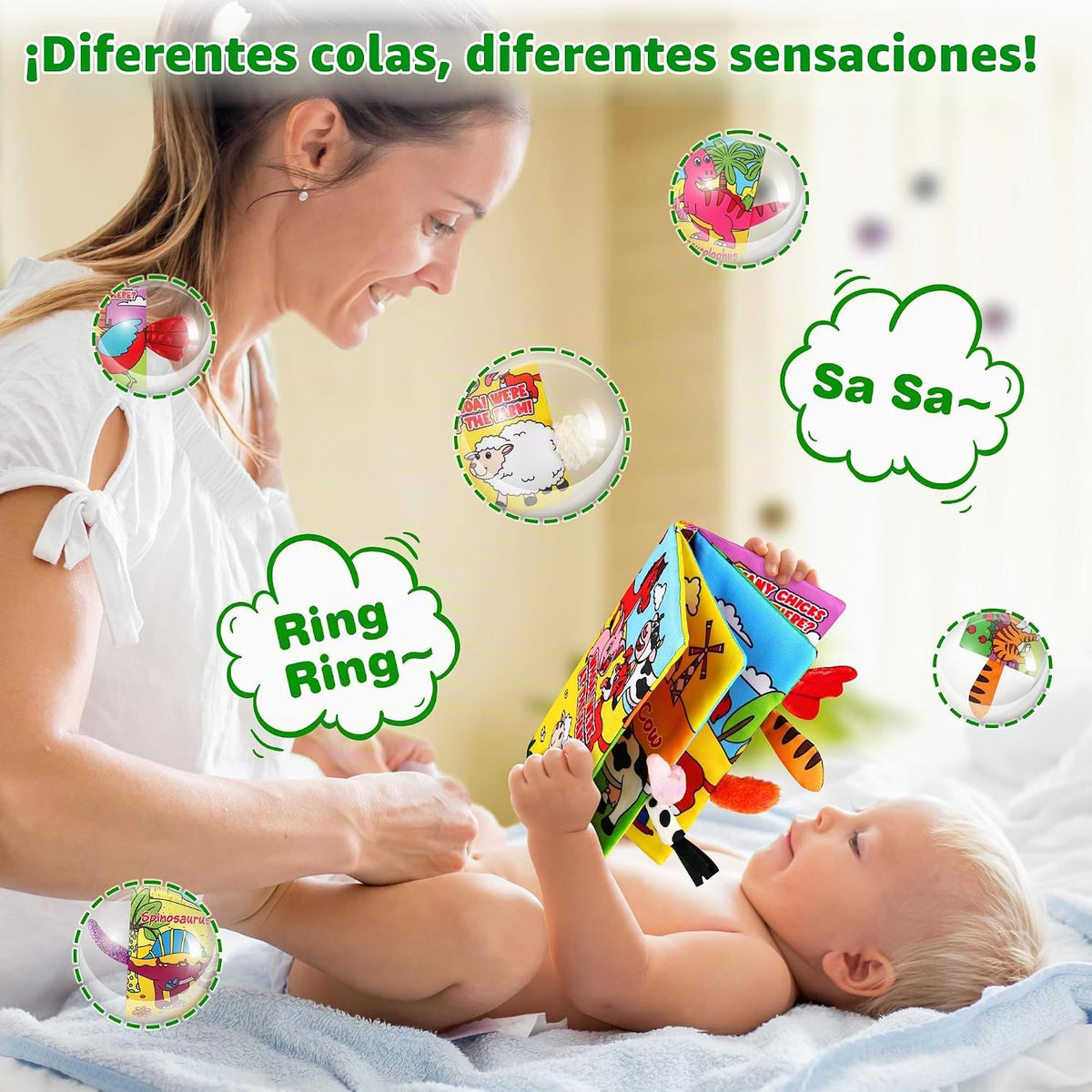 Helsort Libros Suaves para Bebés de 0-18 Meses, 2 Piezas Libro de T...