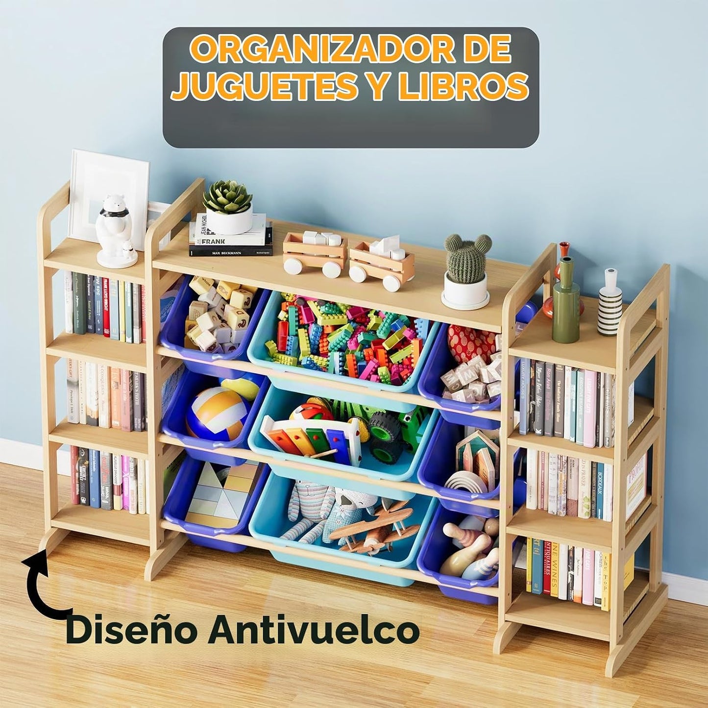 SpaceAid Organizador grande de almacenamiento de juguetes, 9 estant...