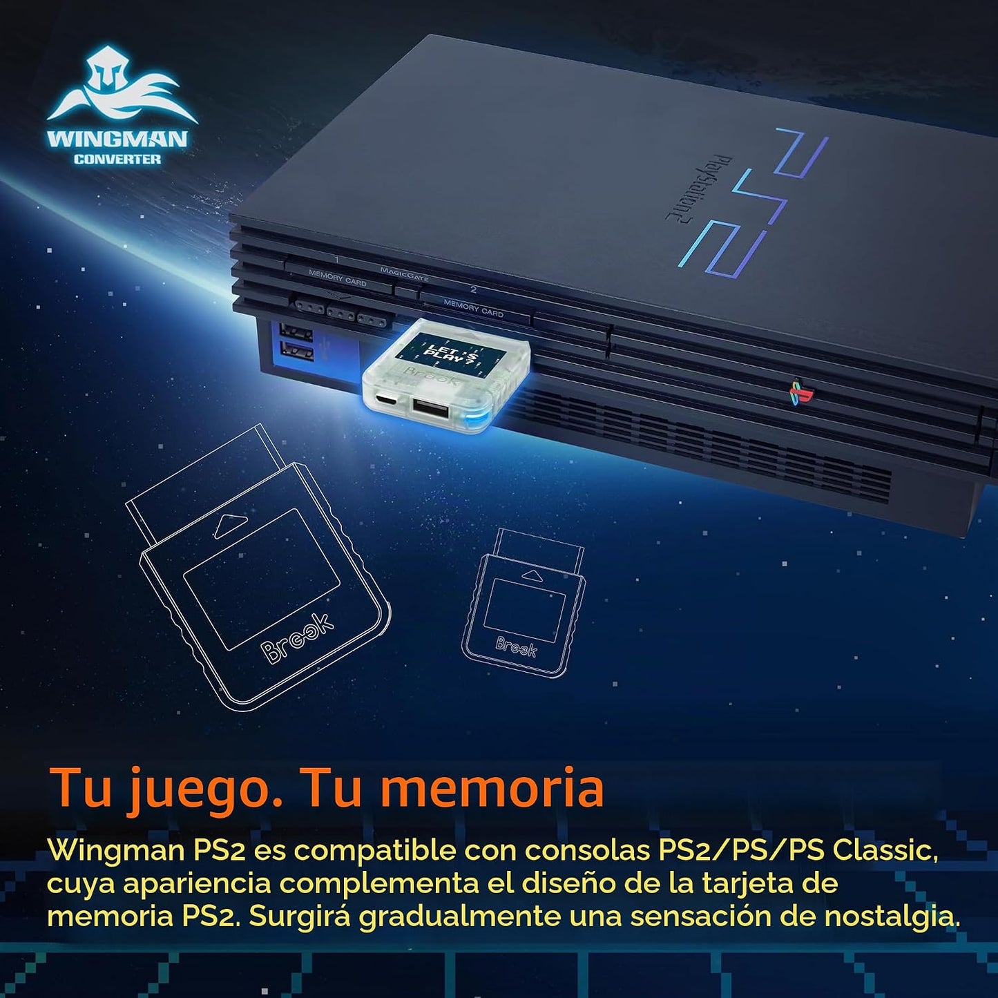 Brook Wingman PS2 Transparente Blanco Convertidor - Convertidor Esp...