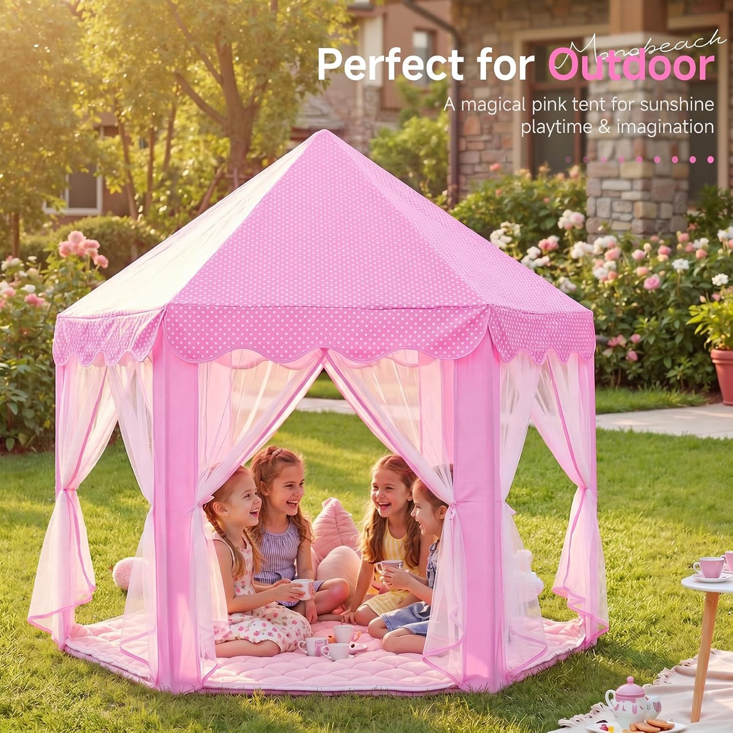 Monobeach Tienda de campaña de princesa para niños: con alfombrilla...