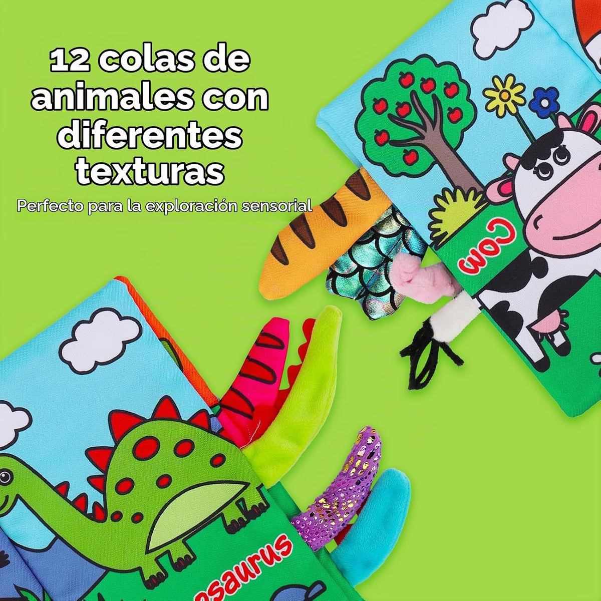 2 piezas de libros de bebé arrugados de alto contraste de 0 a 6 mes...