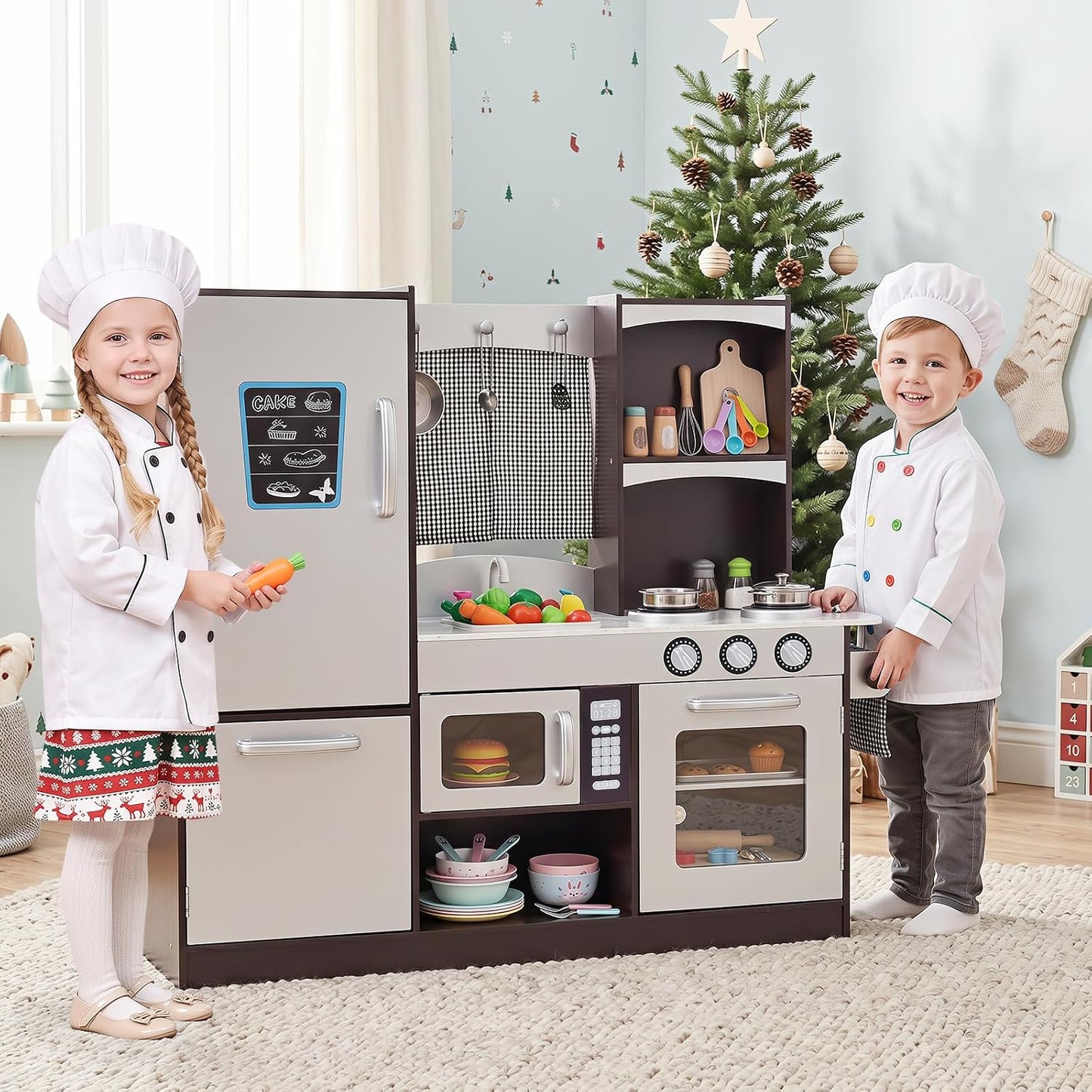 Costzon Cocina de Juguete para Niños, Conjunto de Cocina de Madera...