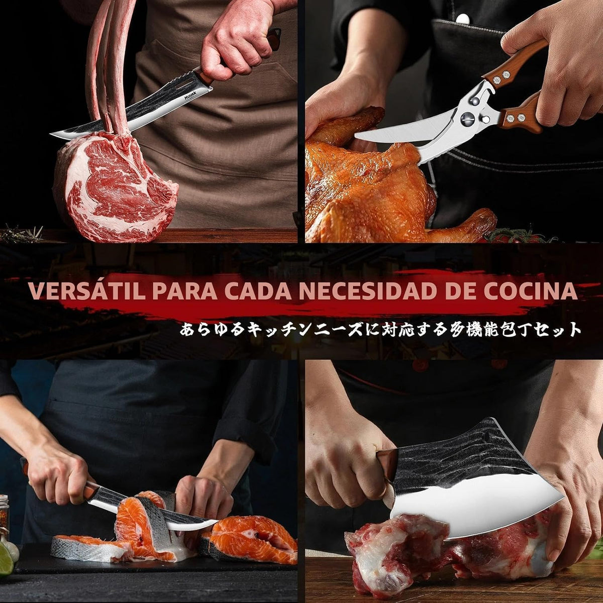 Juego de Cuchillos de Carnicero Huusk, Juego de Cuchillos de Chef d...