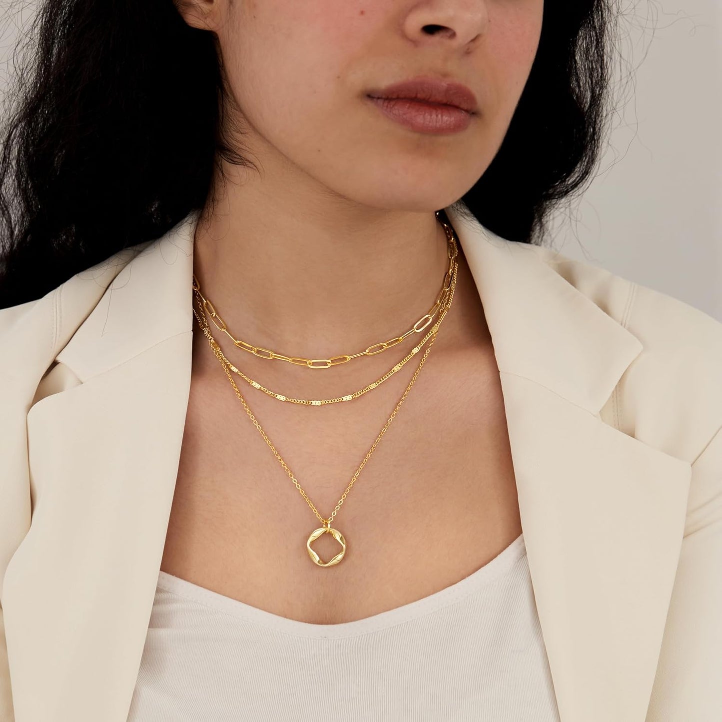 Poxtex - Collares de oro escalonados delicados, chapados en oro de...