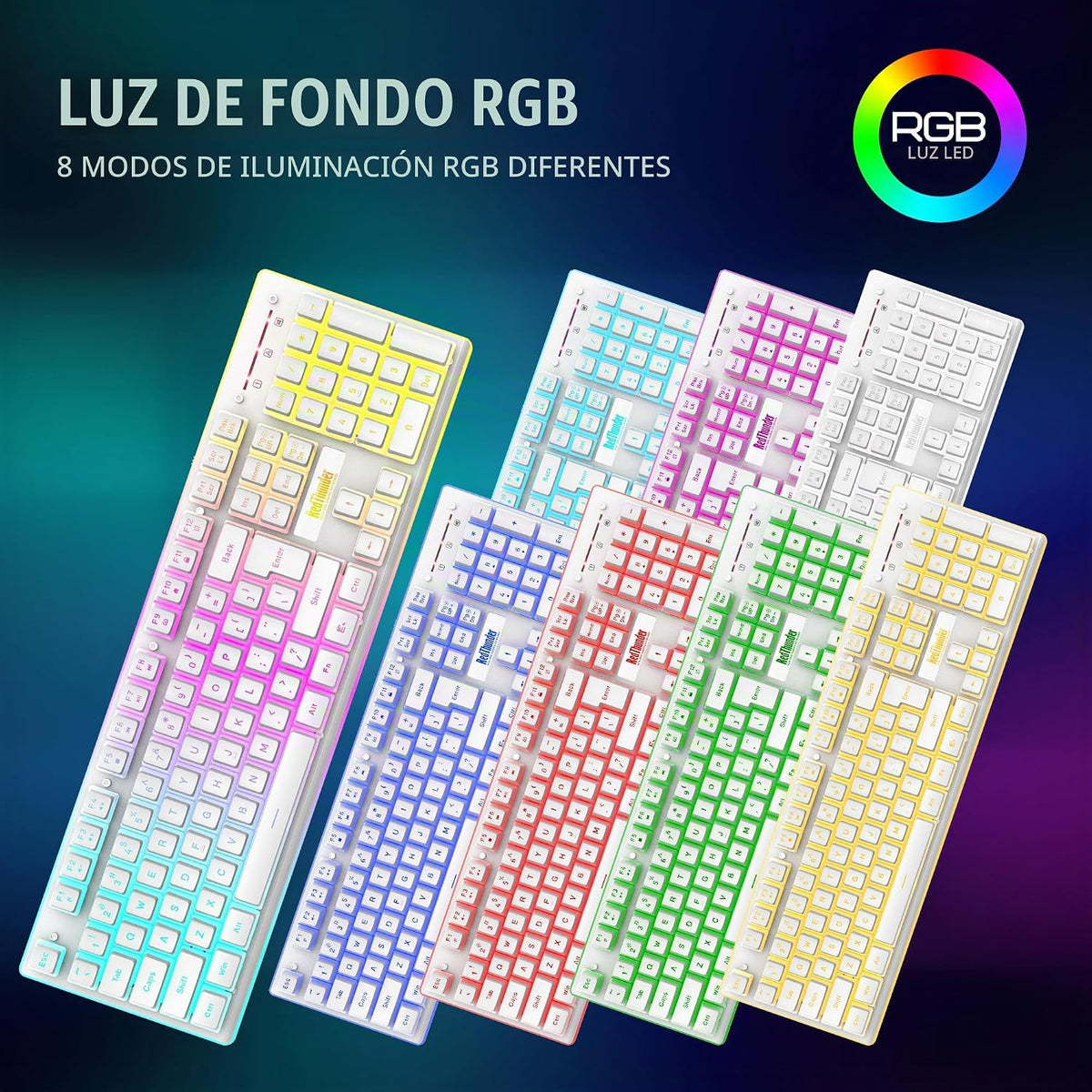 RedThunder K10 - Combo de teclado y mouse inalámbricos para juegos,...
