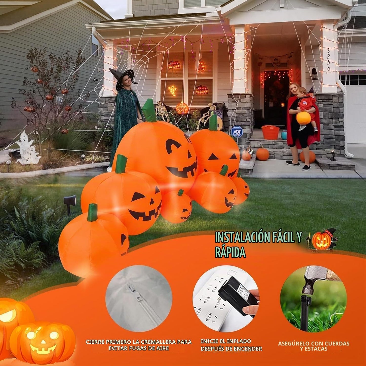 YOUBEMAGIC Parche inflable de calabaza de Halloween de 8 pies de la...