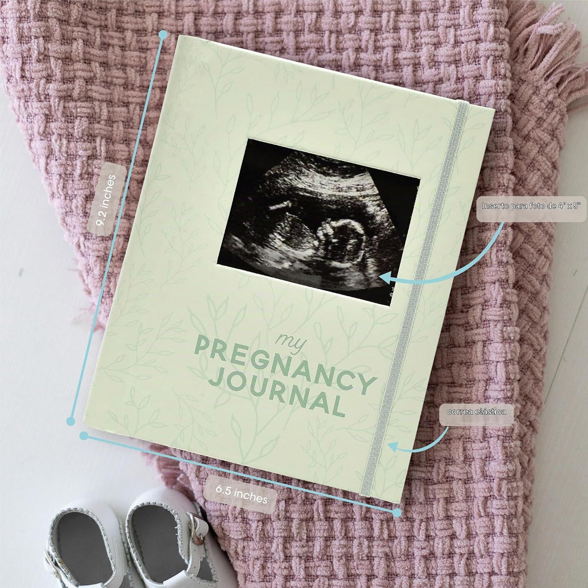 Pearhead My Pregnancy Journal, hoja verde salvia, inserto de fotos...
