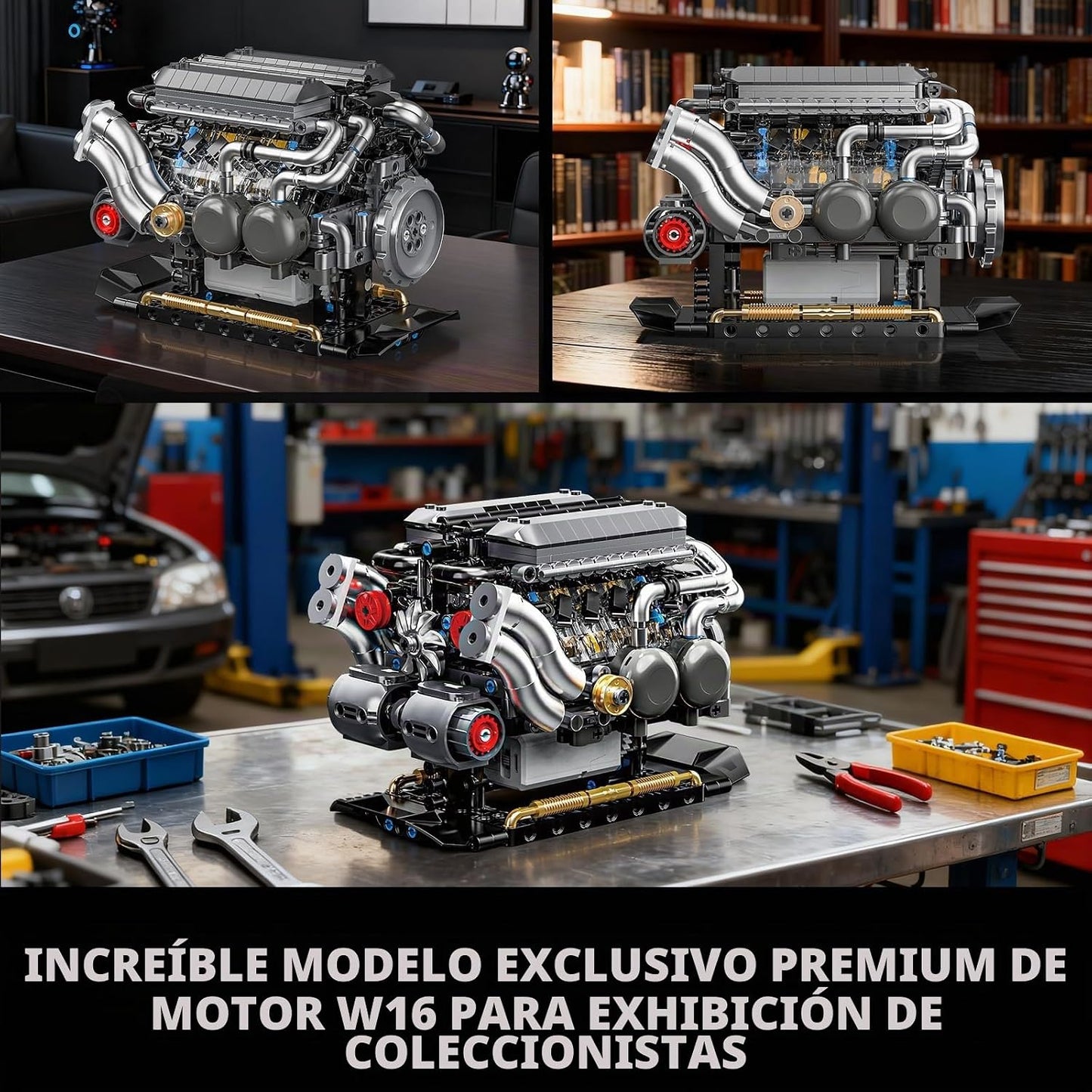 BseSparklion Juego de bloques de construcción de motor W16 para adu...