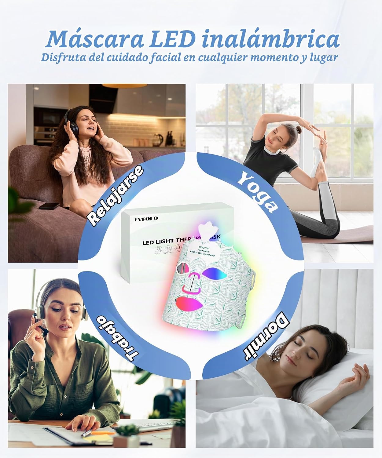 Terapia de luz roja para cara, máscara de terapia de luz para reafi...
