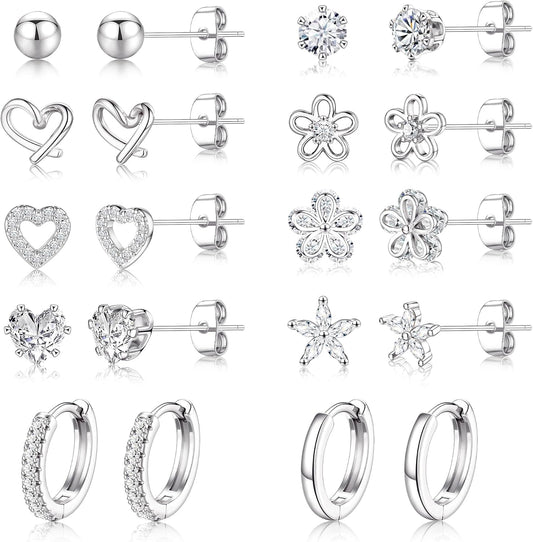 Juego de aretes pequeños de oro para mujer, chapados en oro de 14 q...