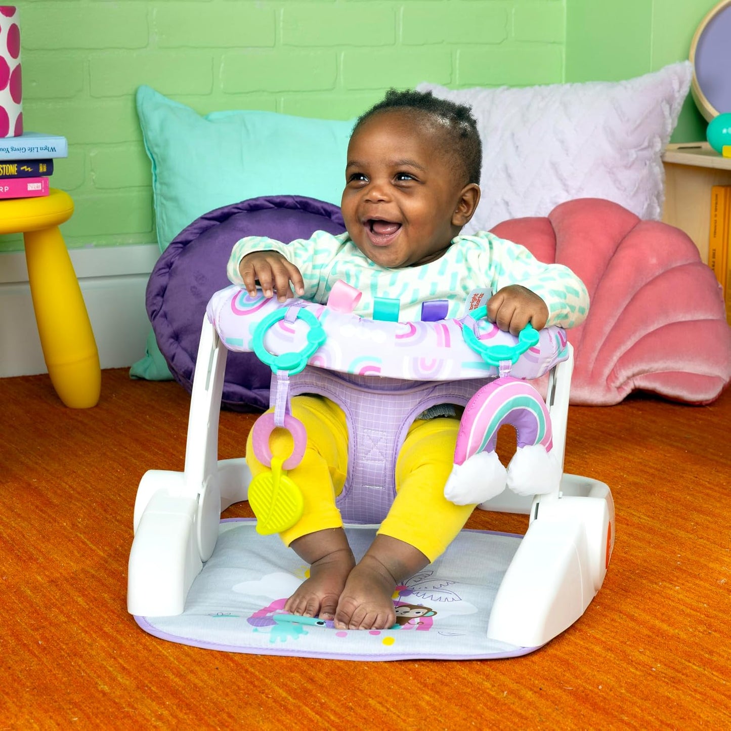 Bright Starts Learn-to-Sit - Asiento de piso para bebé, 2 posicione...