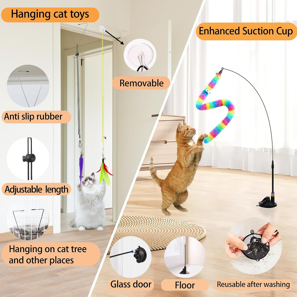 Soarer Juguetes de plumas interactivos para gatos 4 en 1, 12 piezas...