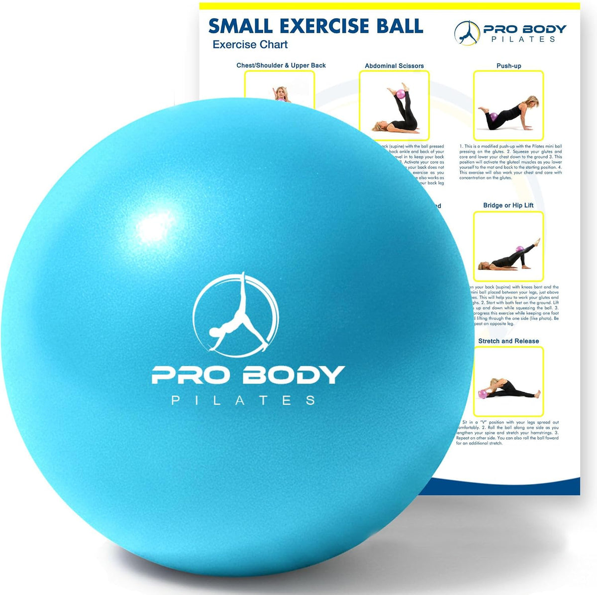 ProBody Pilates Mini Pelota de Ejercicio - Bola de 9 Pulgadas para...