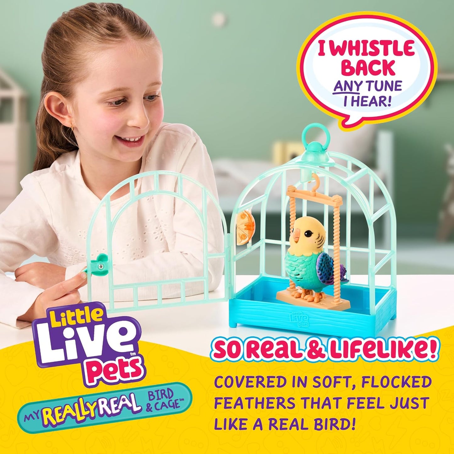 Little Live Pets Mi Pajarito Parlanchín Real y Juguetes con Jaula -...