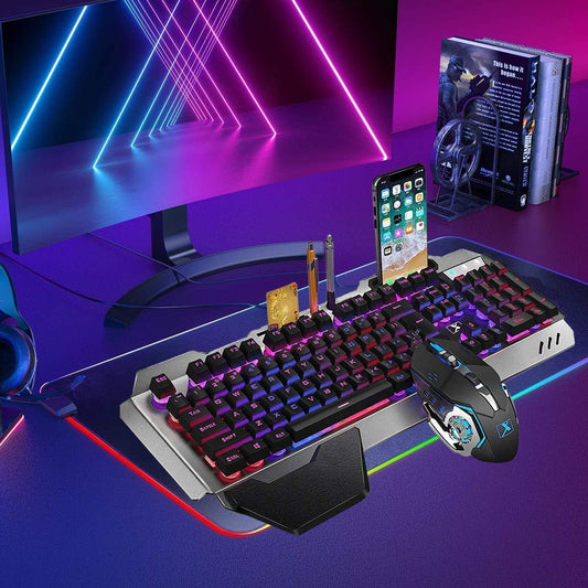 Combo de teclado y mouse con cable para juegos con alfombrilla de m...