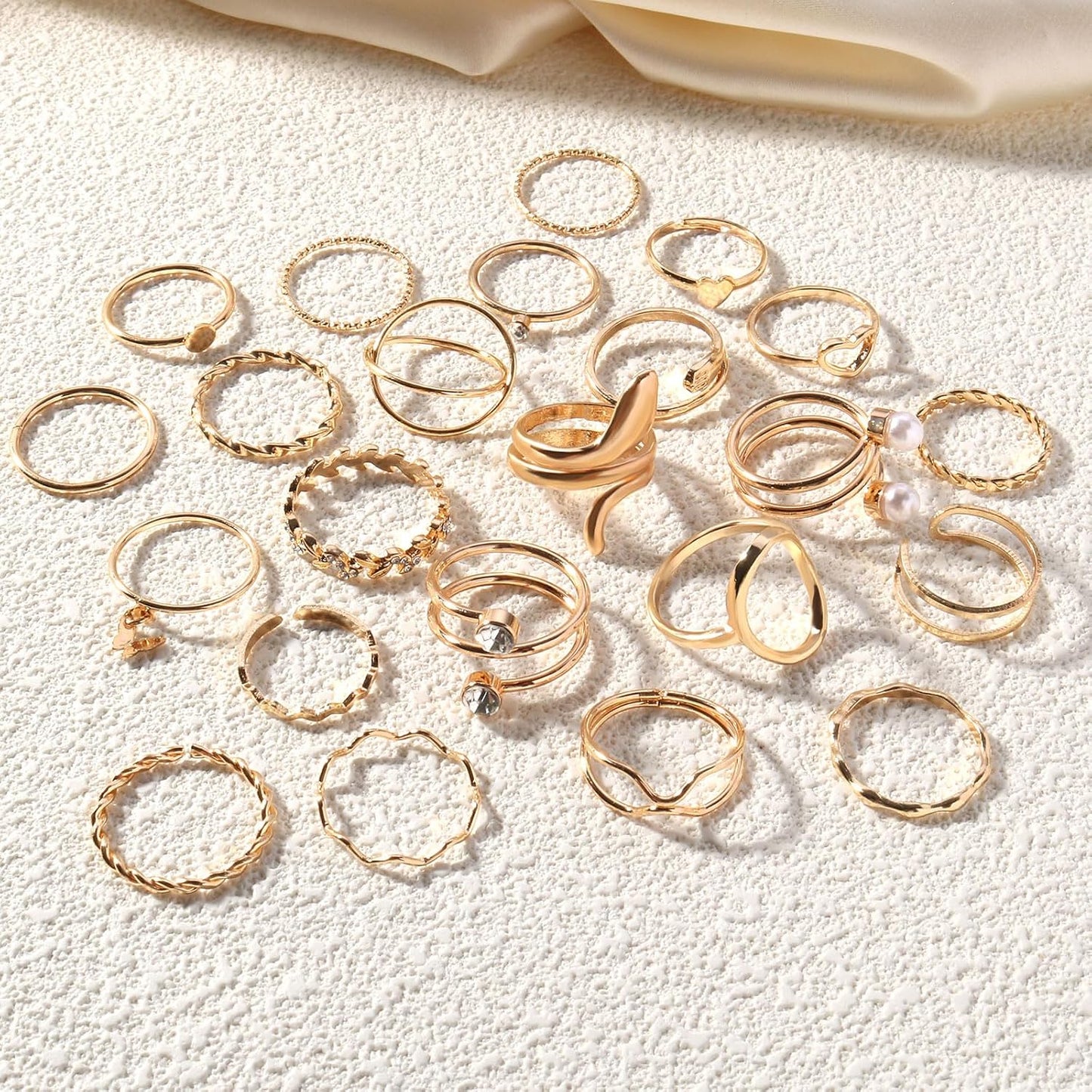 CHICUTIE Juego de anillos dorados para nudillos para mujeres, apila...